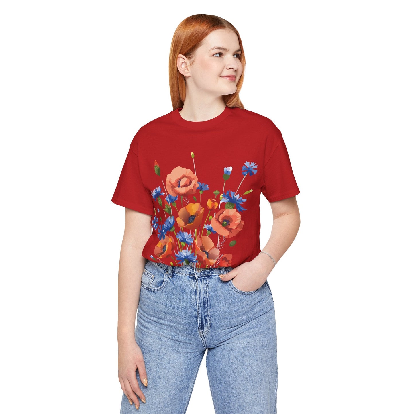 Unisex Floral Shirt Floral Print Tee Lightweight Breathable Fabric Short Sleeve Casual Wear