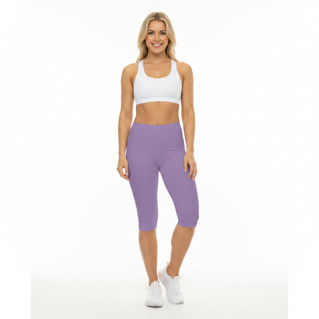 Furry Orchid Color Women's Brushed Suede Poly Span Casual Capri Leggings XS-2XL