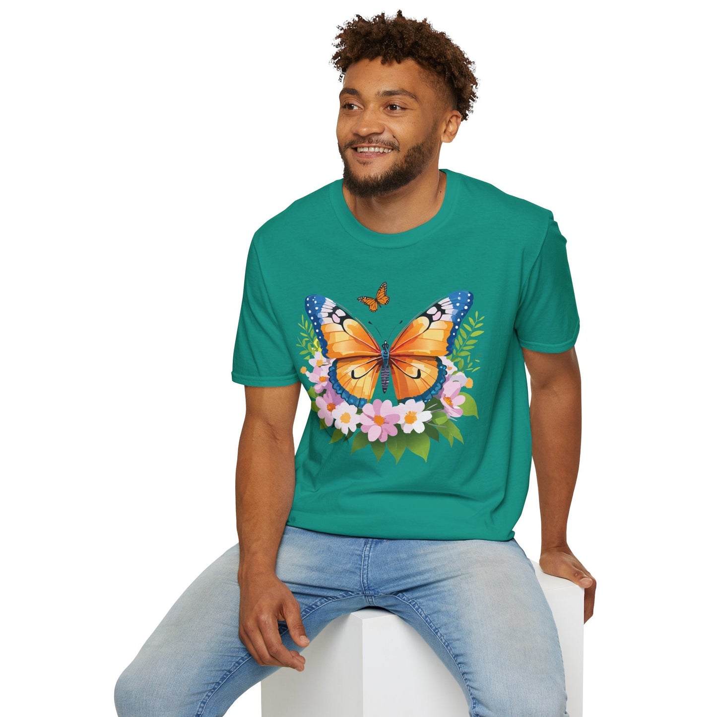Butterfly Shirt Unisex Cotton Tee Monarch Butterfly Design Gildan Softstyle 64000 Short Sleeve