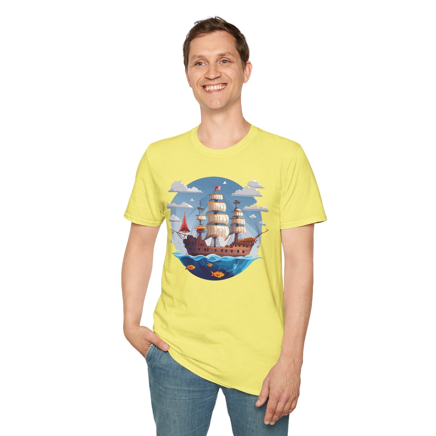 Ship T Shirts Frigate T Shirts Vessel Tee Shirt Unisex Softstyle Cotton Tee Gildan 64000