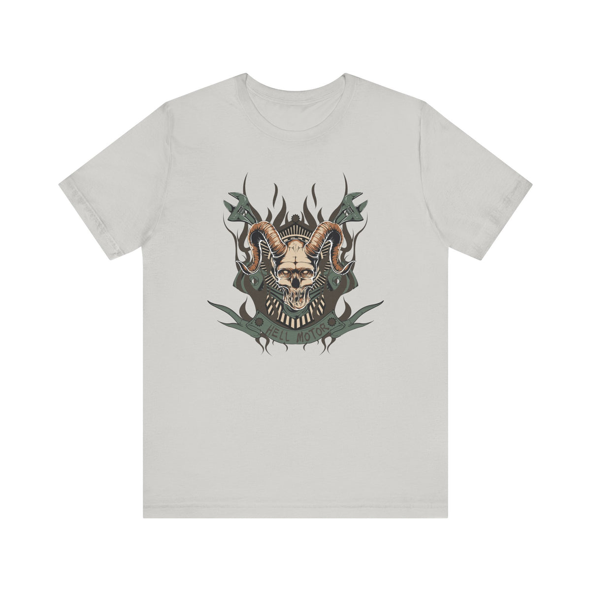 Ram Skull with Horns Tee Gothic Skull Shirt, Dark Tribal Design Unisex Cotton Art-49