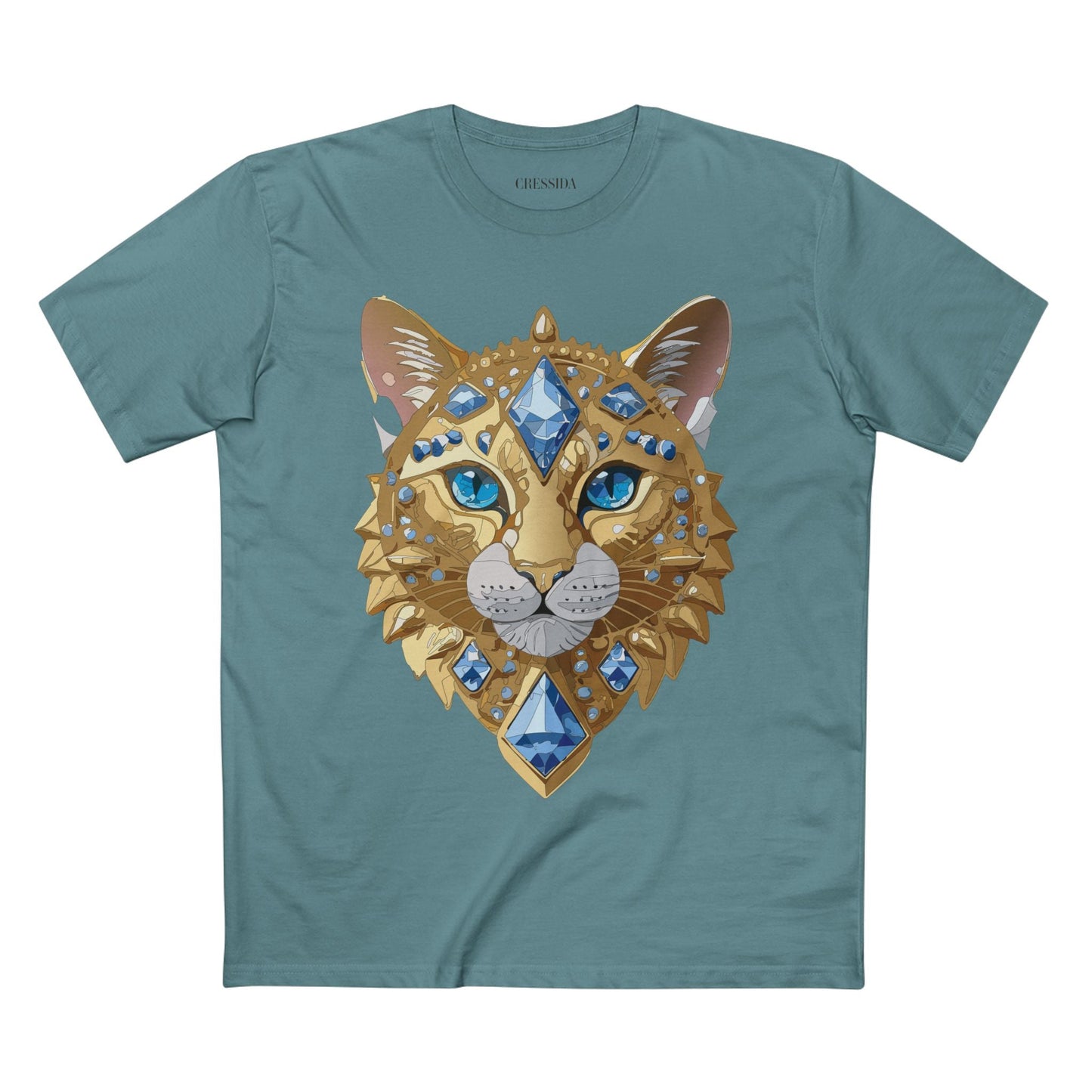 Cat Graphic Unisex 100 Cotton Tee With Unique Animal Golden Medallion Art Design 12