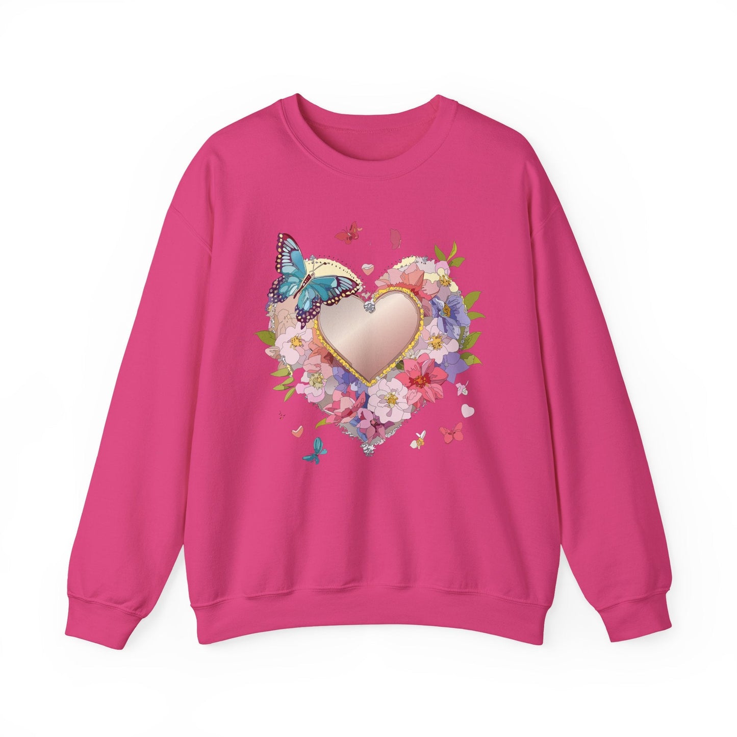 Unisex Floral Heart Sweatshirt Floral Love Sweatshirt Valentines Day Sweatshirt Heart Floral Design