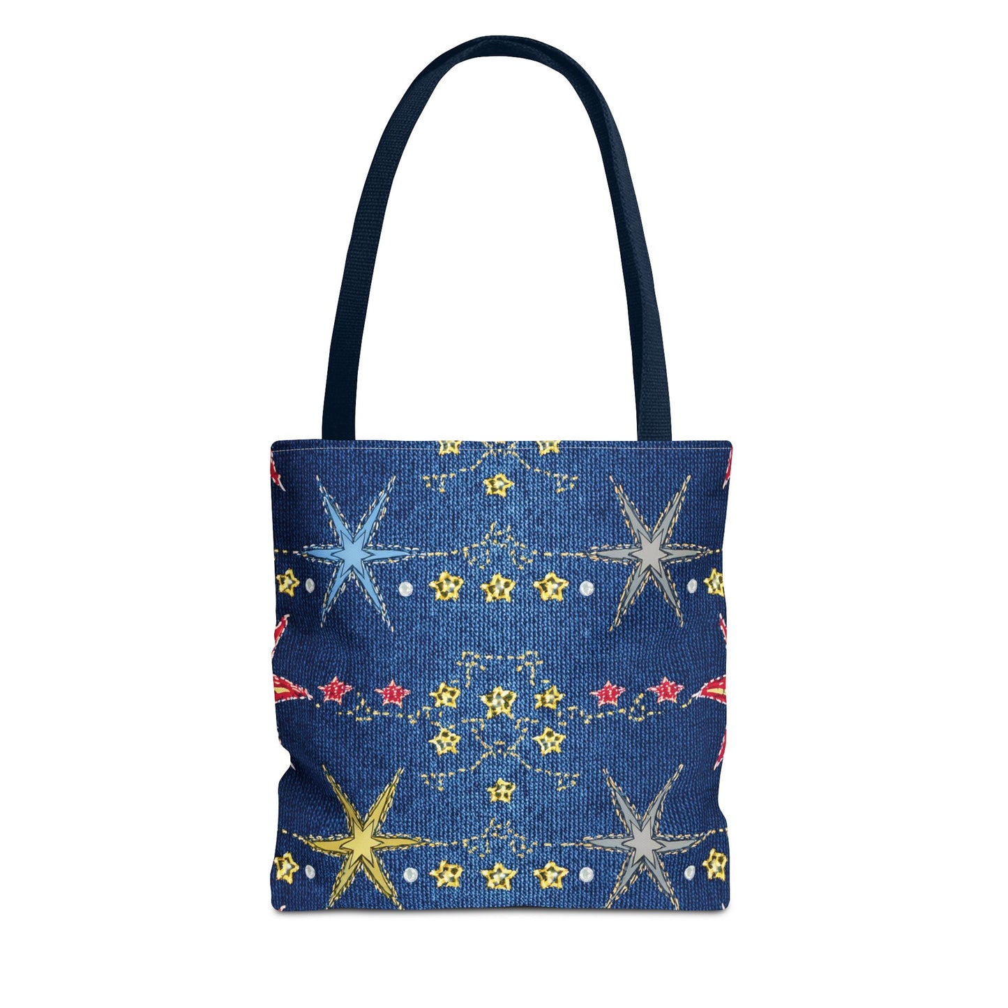 Denim Fabric Imitation Print Unisex Canvas Bag Poly Spun 3 Sizes Tote Bag 181