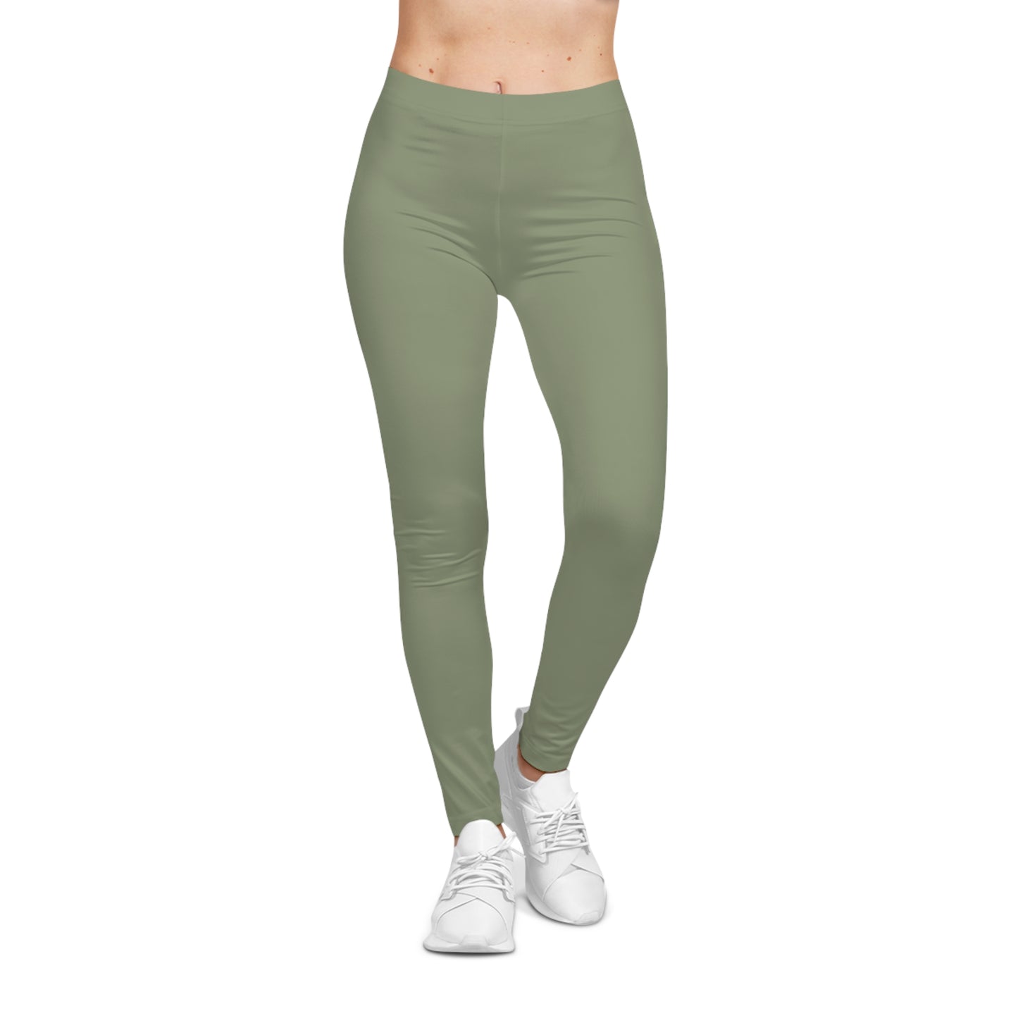 Dusty Sage Green Color Women's Poly-Span Casual Leggings XS-2XL