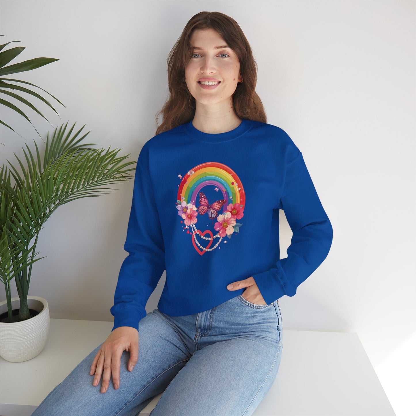 Rainbow Heart Sweatshirt, Floral Heart Sweatshirt, Floral Love Sweatshirt, Valentine's Day Sweatshirt, Rainbow Heart Floral Sweatshirt 106
