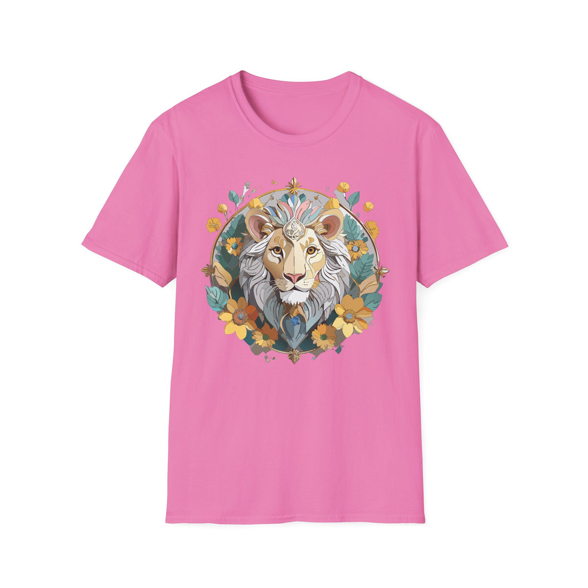 Floral Lion Illustration T-Shirt | Botanical Mane Tee