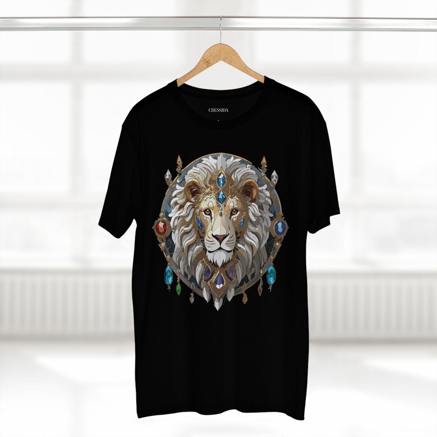 Lion Graphic Unisex 100 Cotton Tee With Unique Animal Golden Medallion Art Design 57