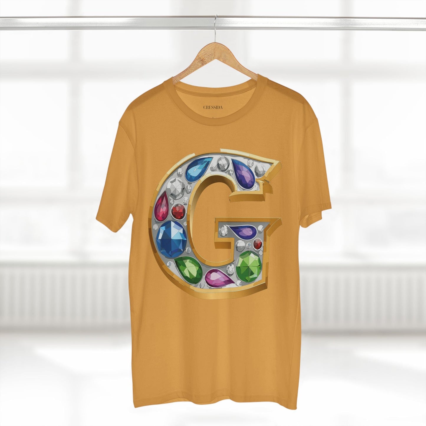 Letter G Graphic Design Tee Unisex 100 Cotton With Antique Gold Letters Artwork T-Shirt