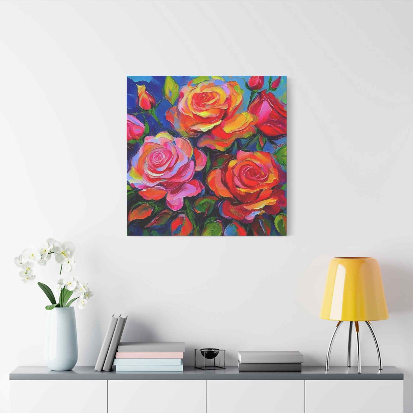 Orange Roses Print Canvas, Roses Oil Paint Print 20x20, 24x24, 30x30, 32x32, 36x36, Floral Art Design Print Non-Frame MC-18