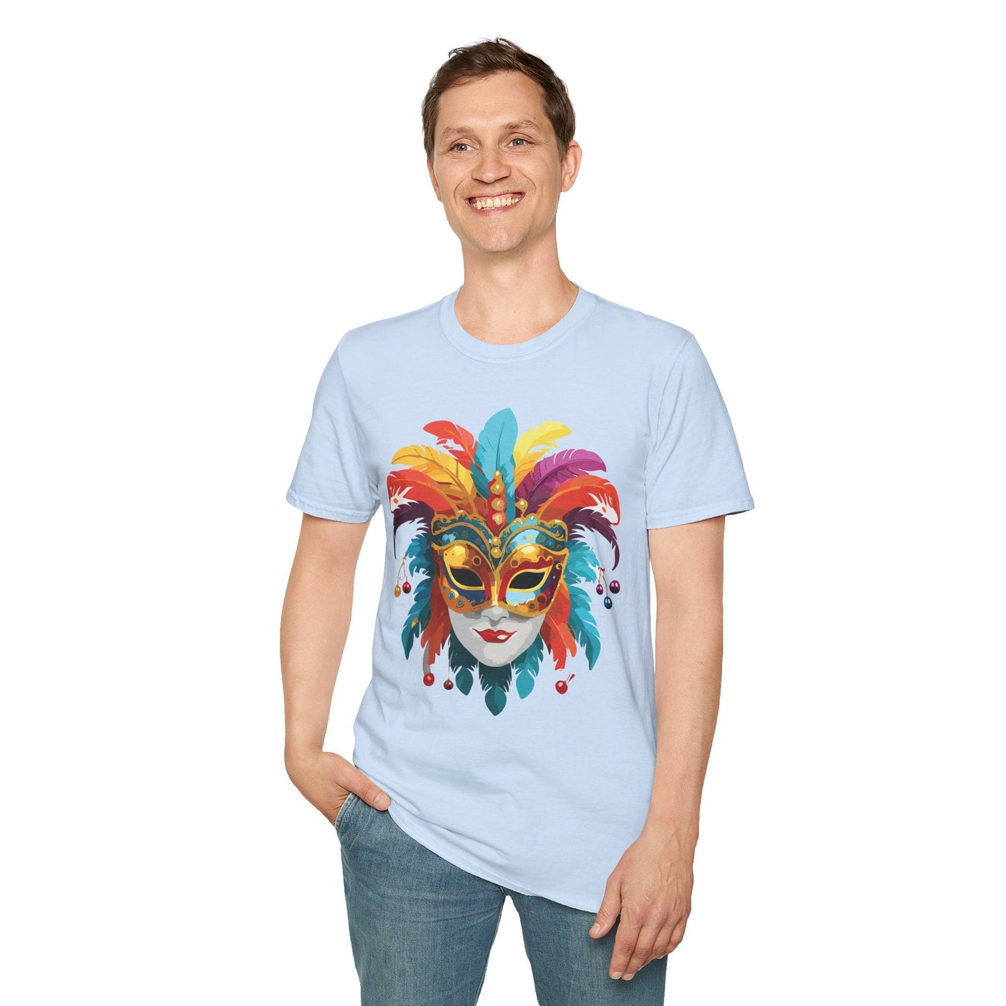 Mask Tee Shirt Unisex Masquerade Art Design Gildan Softstyle 64000 Short Sleeve Tee
