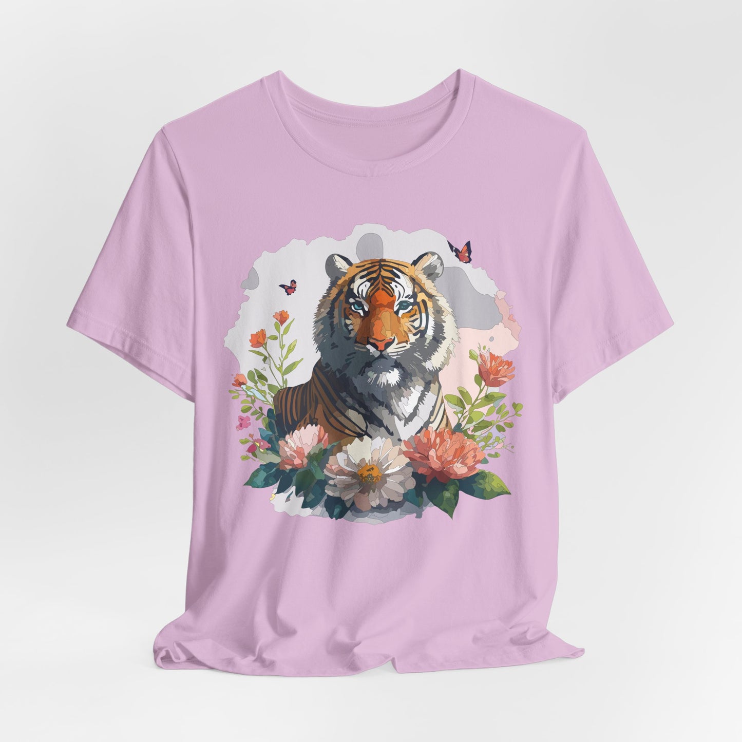 Floral Tiger Graphic Tee, Animal Shirt, Tiger Shirt, Flower Top, T-Shirt with Animal, Art Design