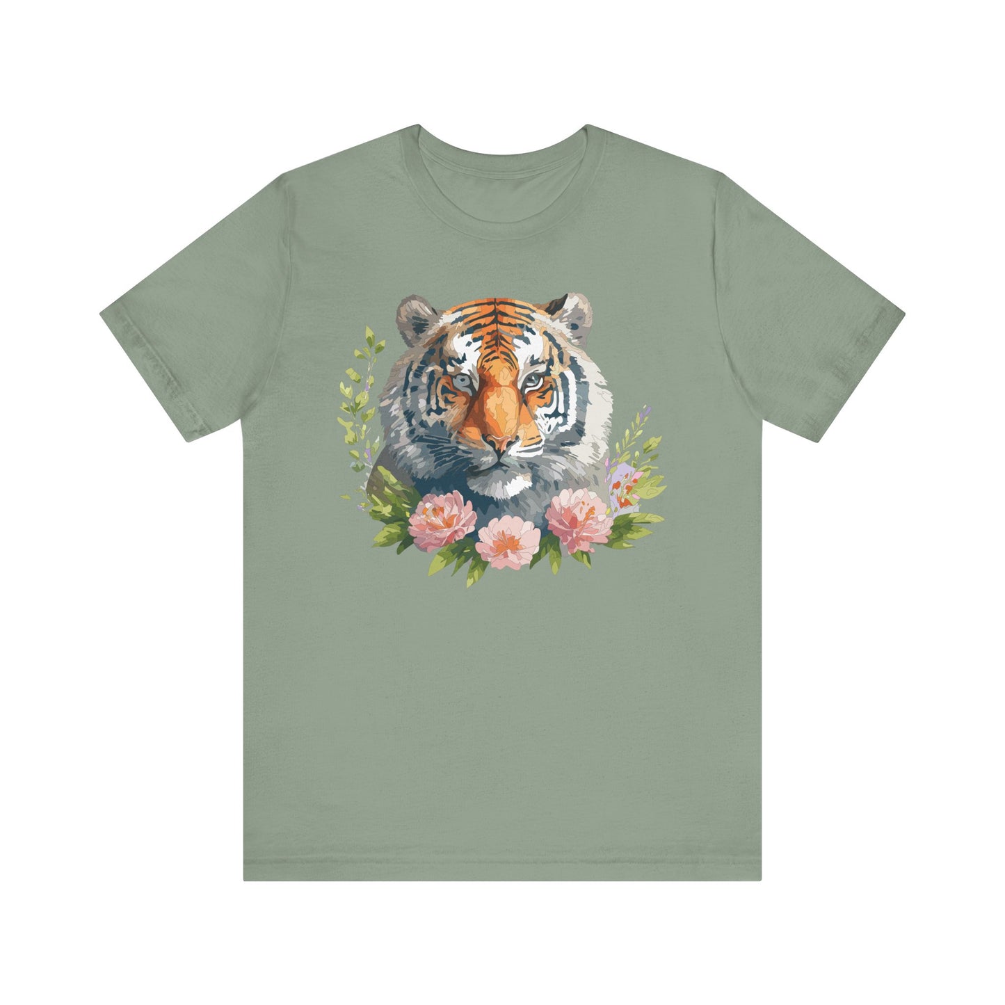 Floral Tiger Shirt, Animal Shirt, Tiger Tee, Unisex Tee, Floral T-shirt, T-Shirt with Animal