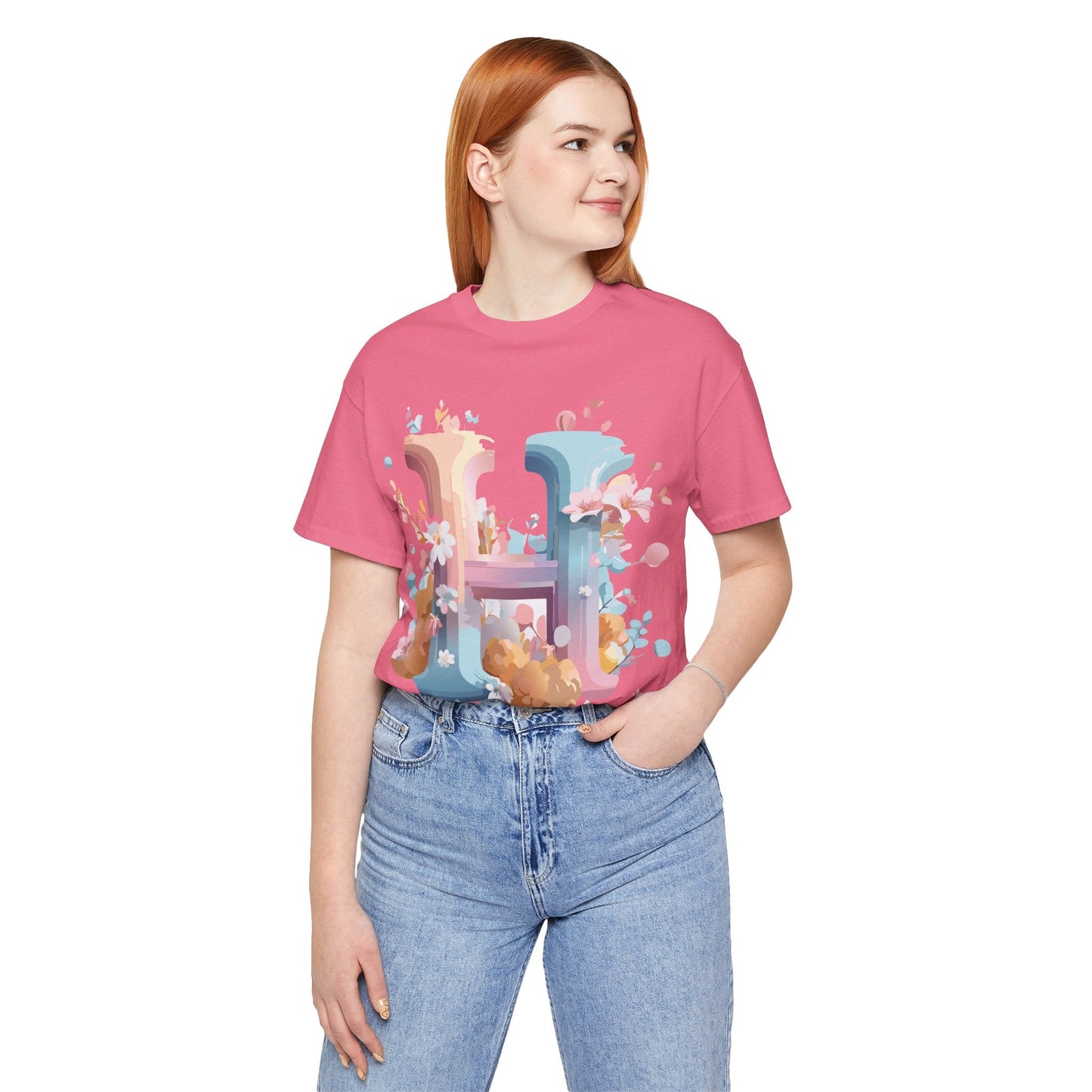 Letter H Graphic T Shirt Unisex Jersey Short Sleeve Tee By Adelpha Vintage Artwork