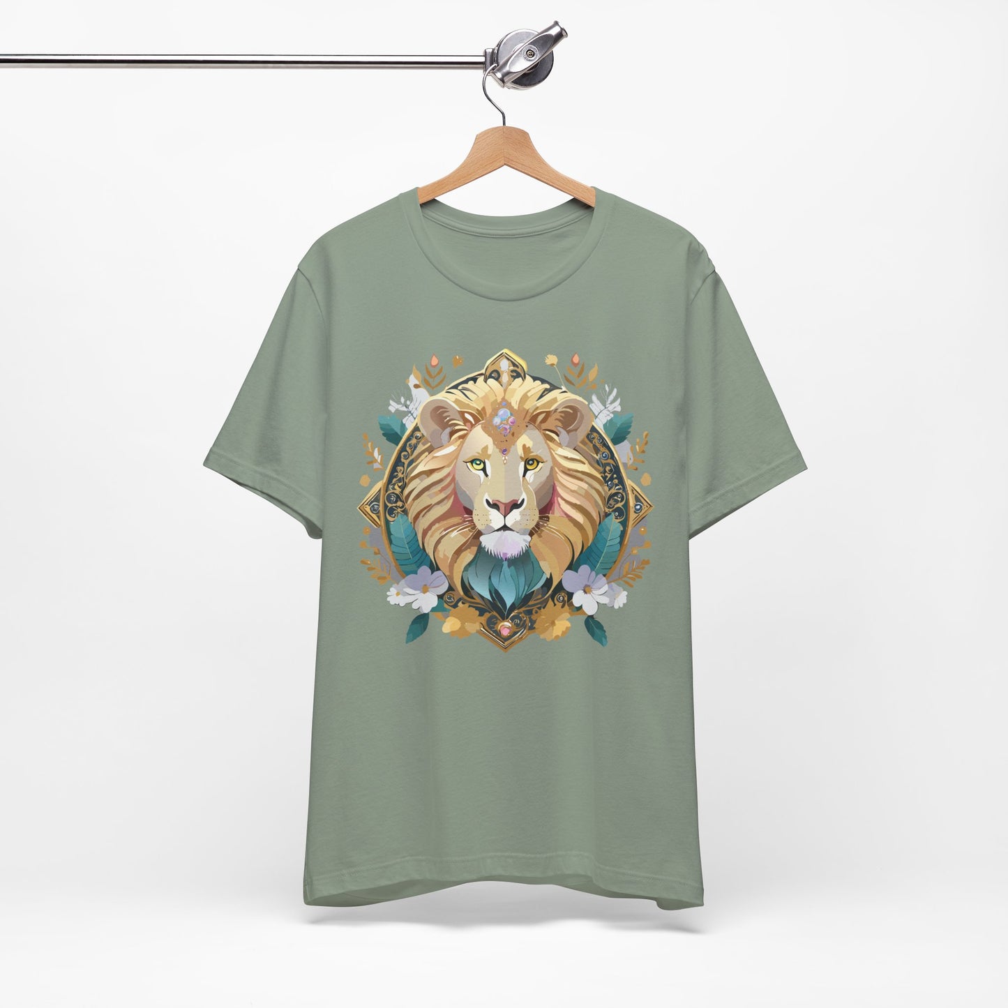 Unisex Lion Graphic Tee, Animal Shirt, Tee Shirt with Lion, Medallion T-Shirt, Animal Medallion Tees 2