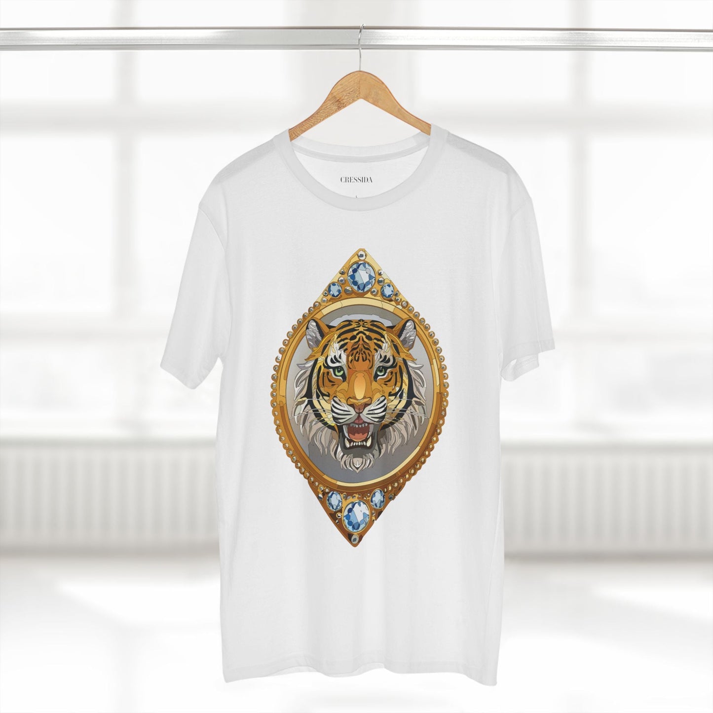 Tiger Graphic Unisex 100 Cotton Tee With Unique Animal Golden Medallion Art Design 1