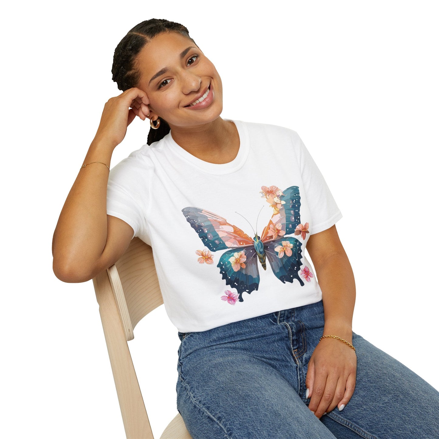 Butterfly Shirt Unisex T Shirt Monarch Print Gildan Softstyle 64000 Ring Spun Cotton Tee