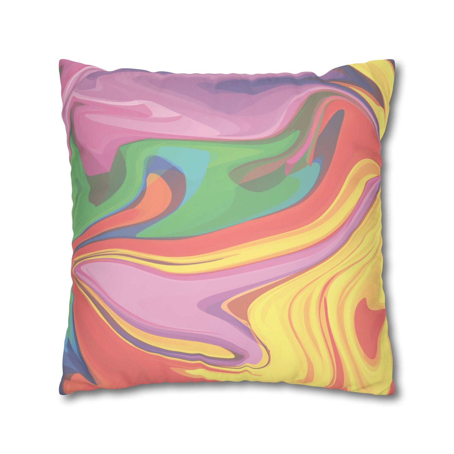 Faux Suede Pillowcase with Abstract print