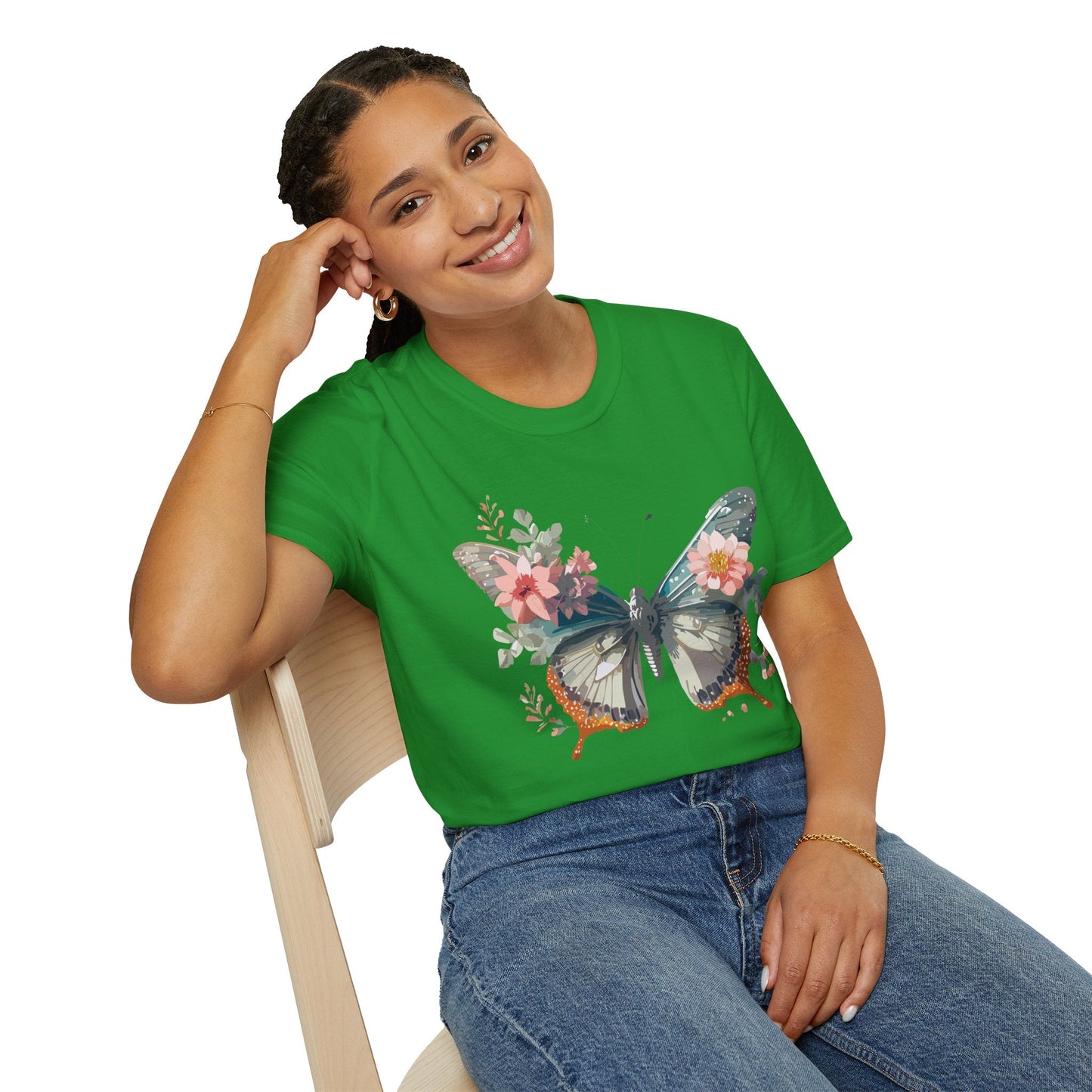 Butterfly Shirt Unisex Softstyle T Shirt Gildan 64000 Lightweight Ring Spun Cotton Monarch Design
