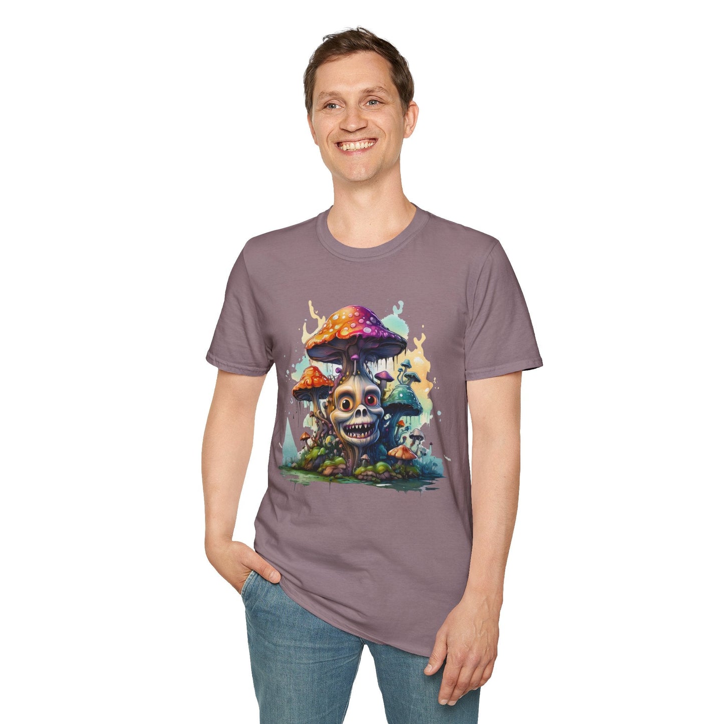 Funny Mashroom Graphic Unisex Softstyle Cotton With Cartoon Illustration Design 6