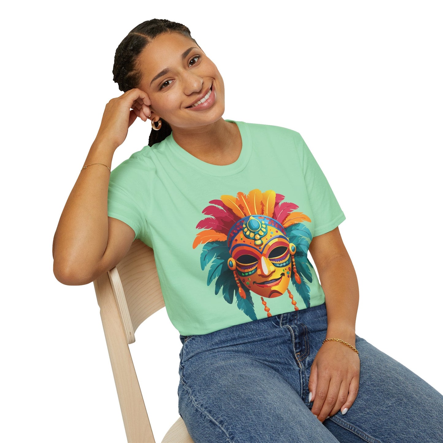 Mask Tee Shirt Unisex Softstyle Gildan 64000 100 Percent Ring Spun Cotton Masquerade Tee