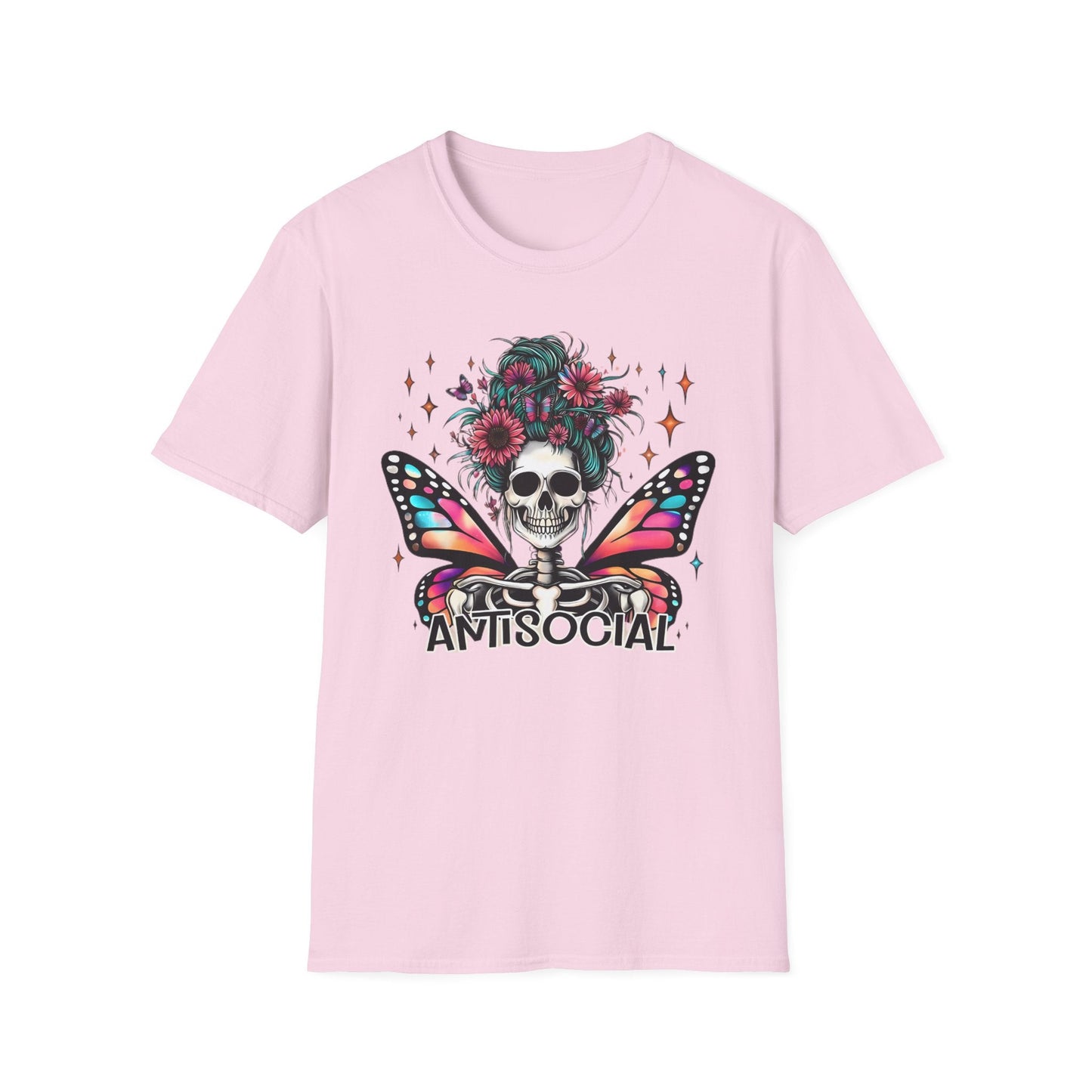 Unisex Skull Graphic Tee Shirt Short Sleeve Skeleton Gildan Softstyle 64000 100 Ring Spun Cotton
