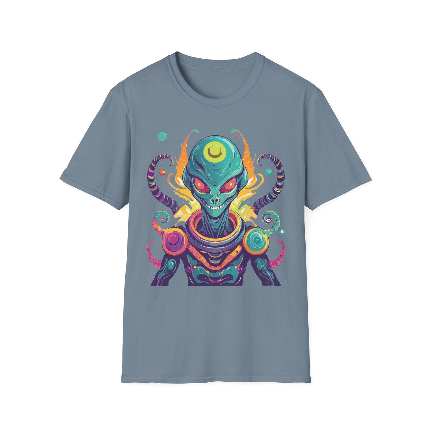 Alien Cosmos Unisex T Shirt With Aliens Design Gildan Softstyle 64000 Comfortable Lightweight Tee