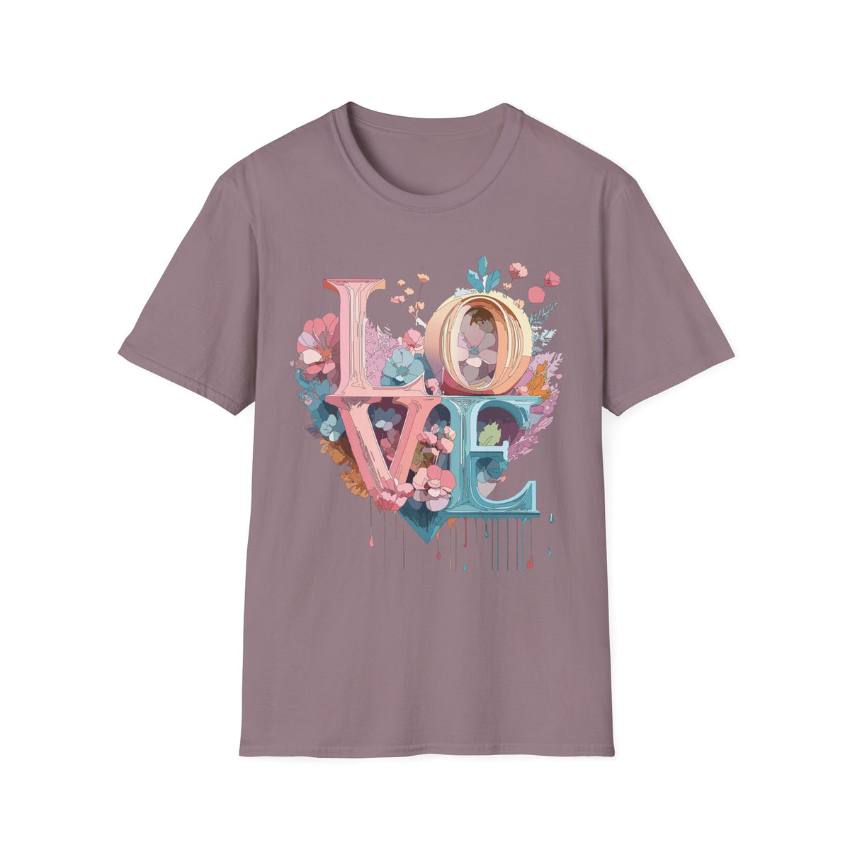 Floral LOVE typography T-Shirt | Pastel botanical letters tee