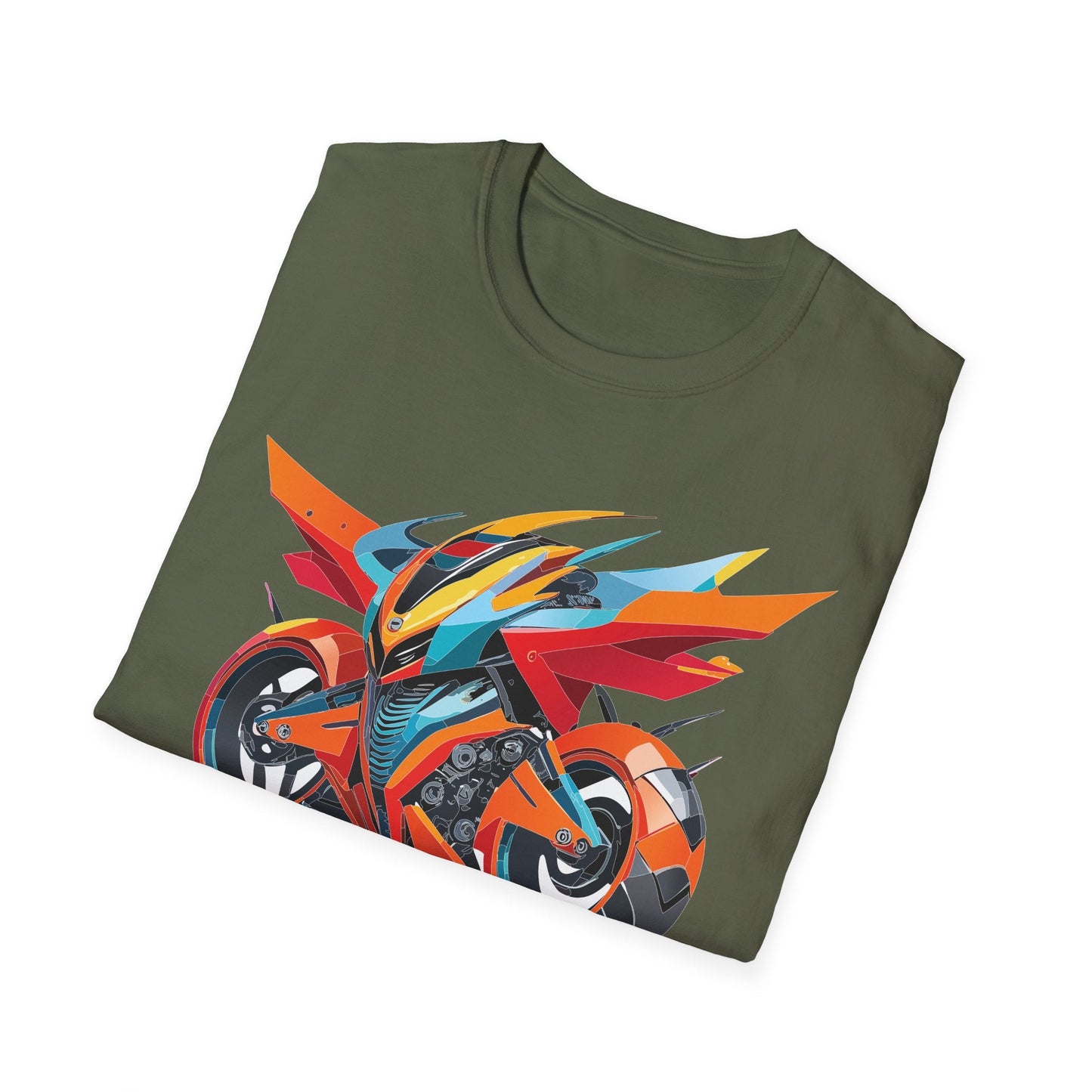 Unisex Bike T Shirt With Motorcycle Art Design Graphic Tee Softstyle 64000 Cotton