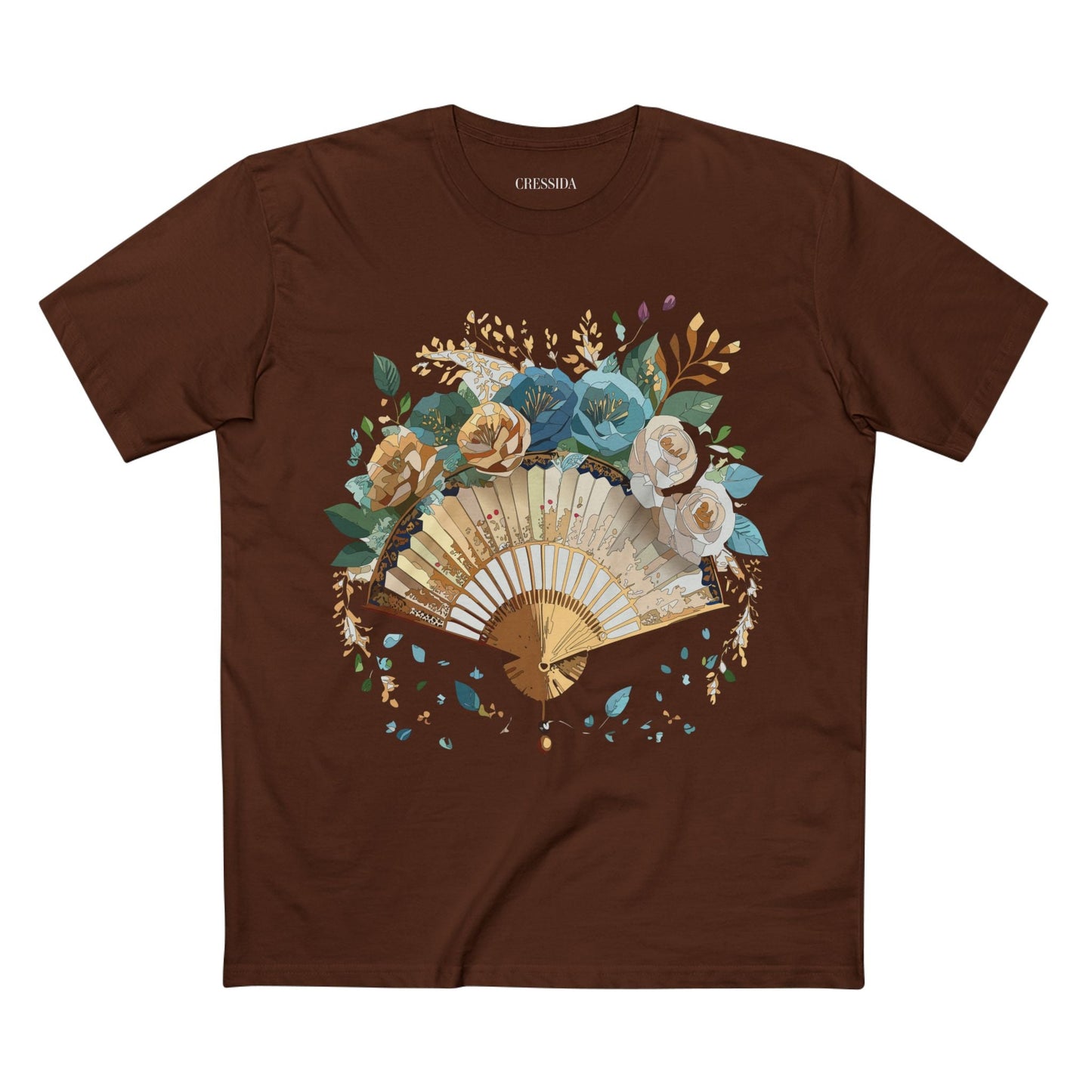 Antique Fan Graphic Design T-Shirt Unisex 100 Cotton Floral Carnival Artwork Tee 4