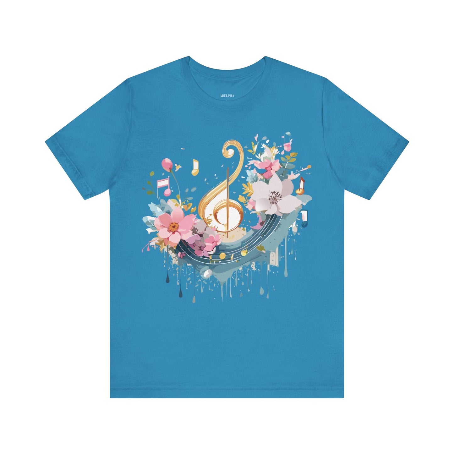 Music Graphic Unisex 100 Cotton Vintage Art with Musical Elements Tee 65