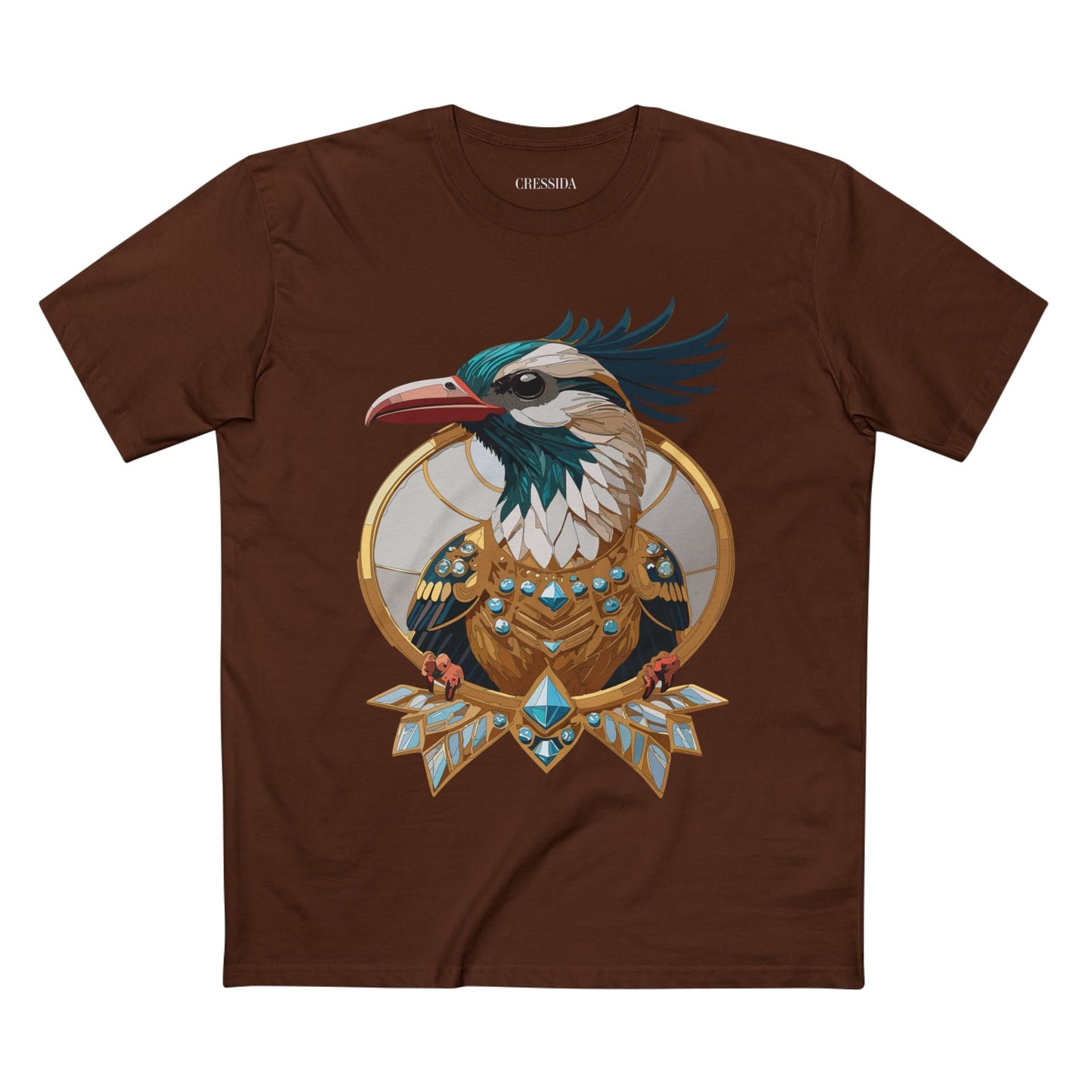 Bird Graphic Unisex 100 Cotton Tee With Unique Animal Golden Medallion Art Design 19