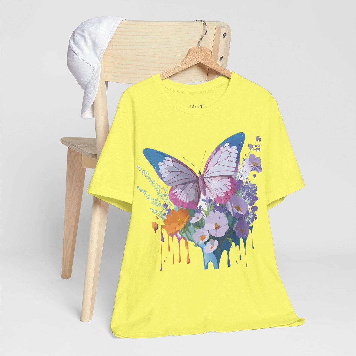 Butterfly Graphic Unisex 100 Cotton Lightweight Vintage Floral Design Jersey Tee 1