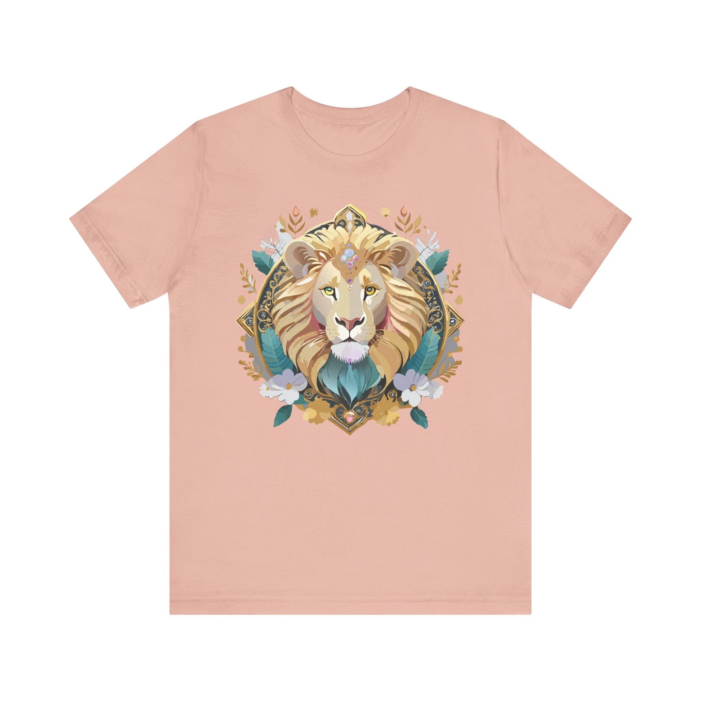 Unisex Lion Graphic Tee, Animal Shirt, Tee Shirt with Lion, Medallion T-Shirt, Animal Medallion Tees 2