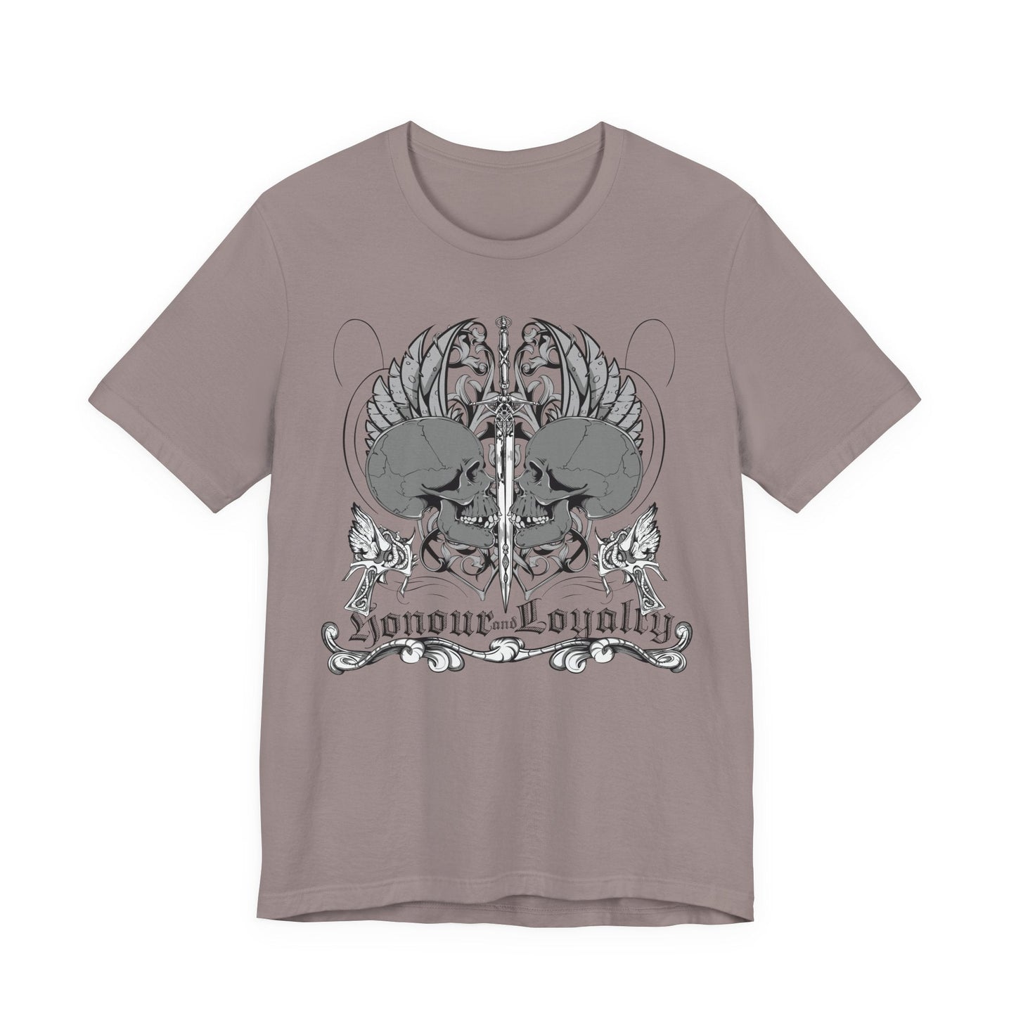 Honor Loyalty crest tee Gothic heraldry skulls wings emblem Art-48