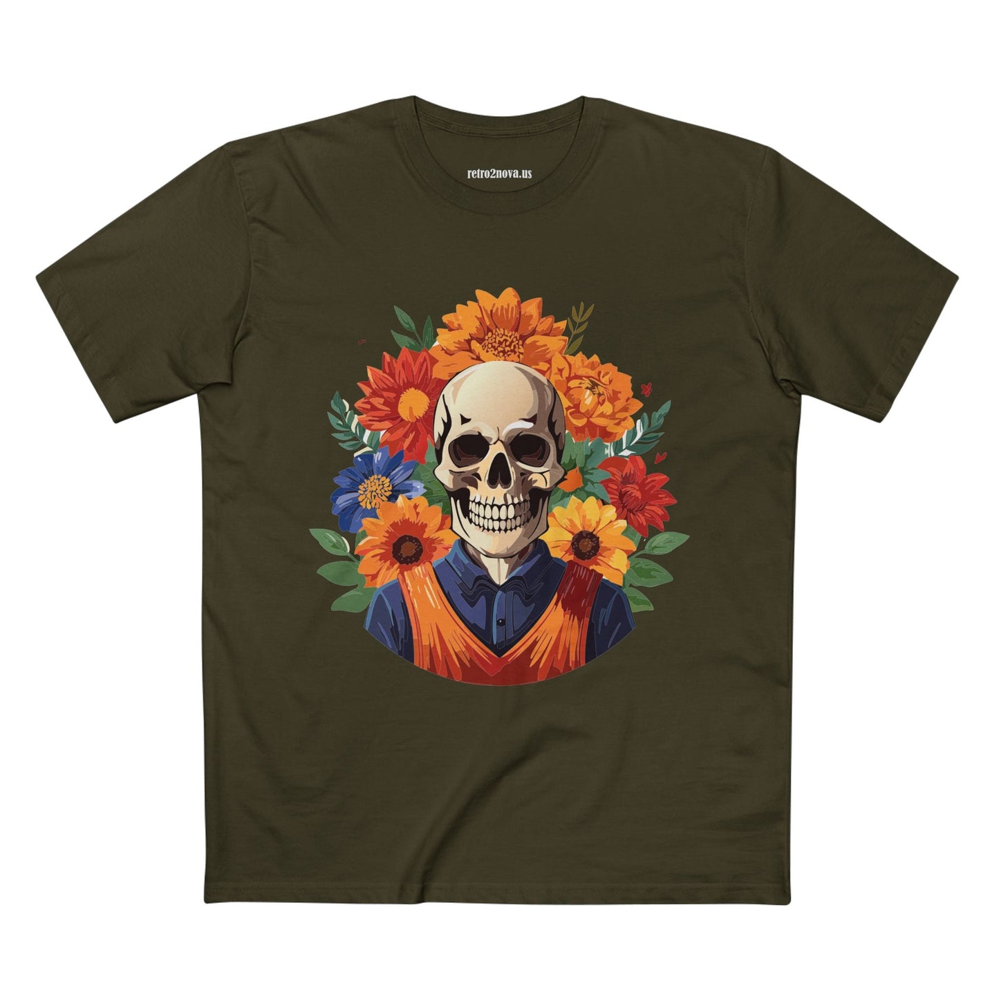 Skull Shirt Skeleton Shirt Unisex Premium Cotton Tee Original Art Design Retro2Nova