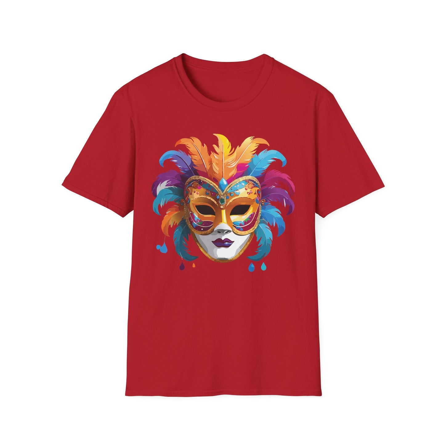 Mask Tee Shirt Unisex Masquerade Design Art Graphic Gildan Softstyle 64000 Cotton Tee