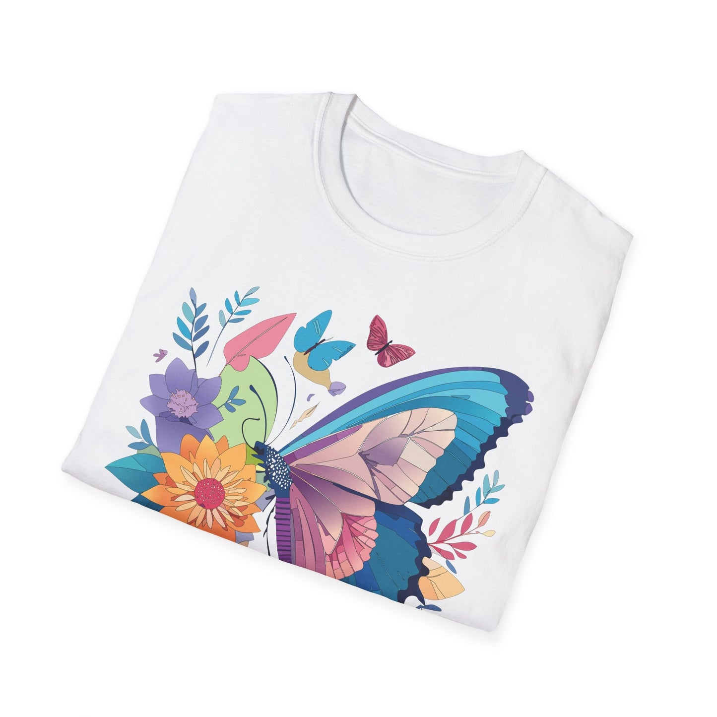 Gildan Butterfly T Shirt Unisex Softstyle 64000 Monarch Print Lightweight Breathable Cotton Tee