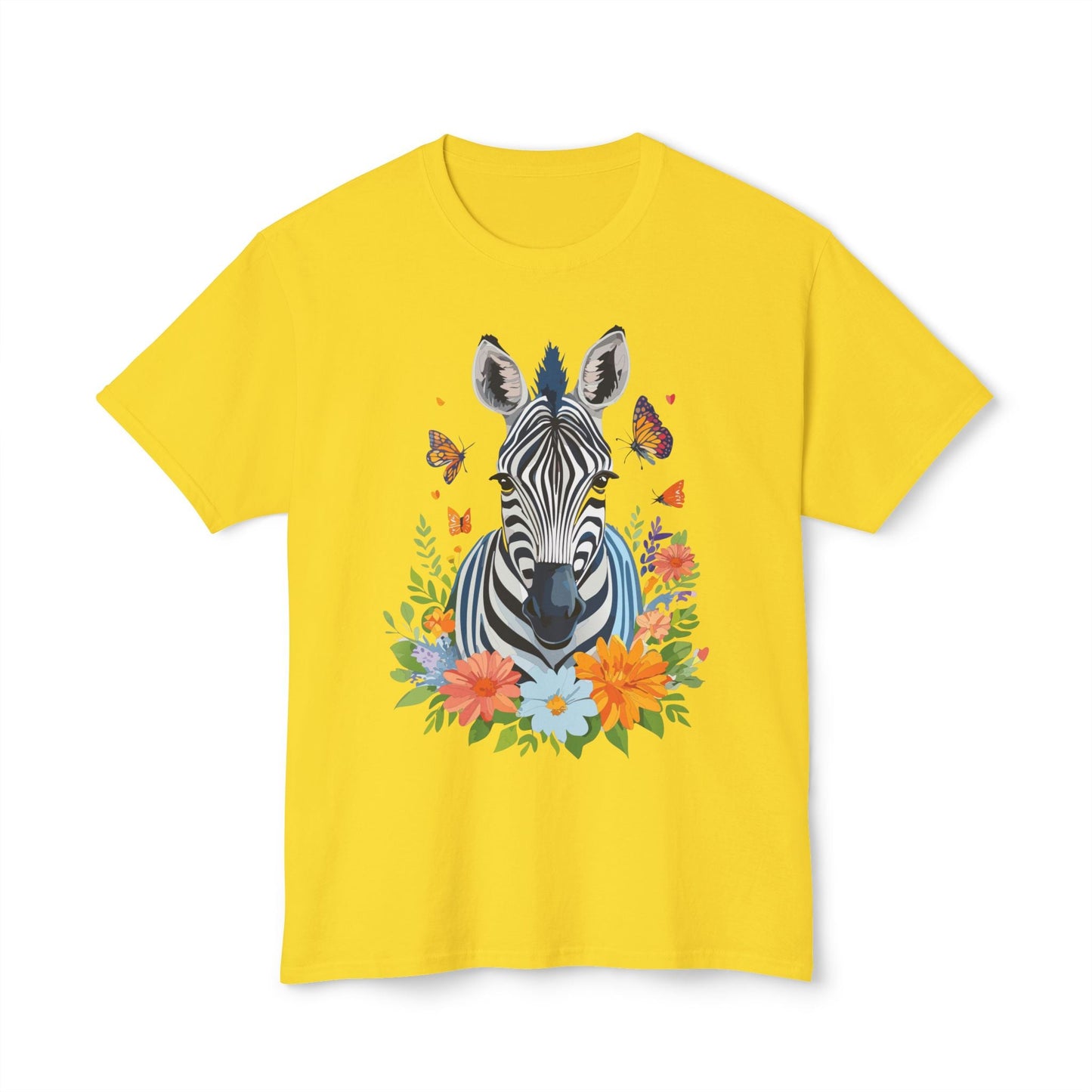 Zebra Art Print T Shirt Unisex Cotton Tee With Floral Design Vintage Zebra Theme