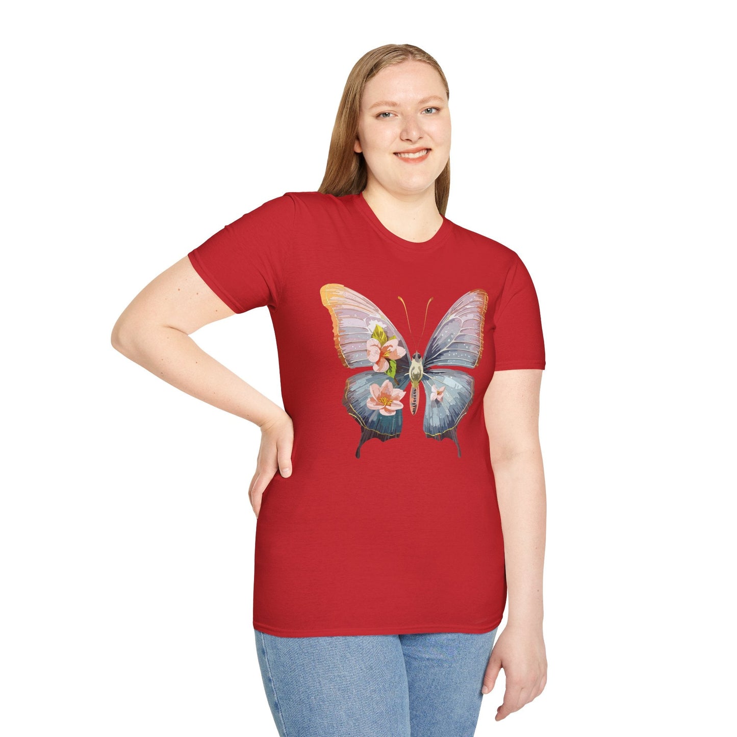 Butterfly Print T Shirt For Men Women Unisex Monarch Design Softstyle Cotton Tee