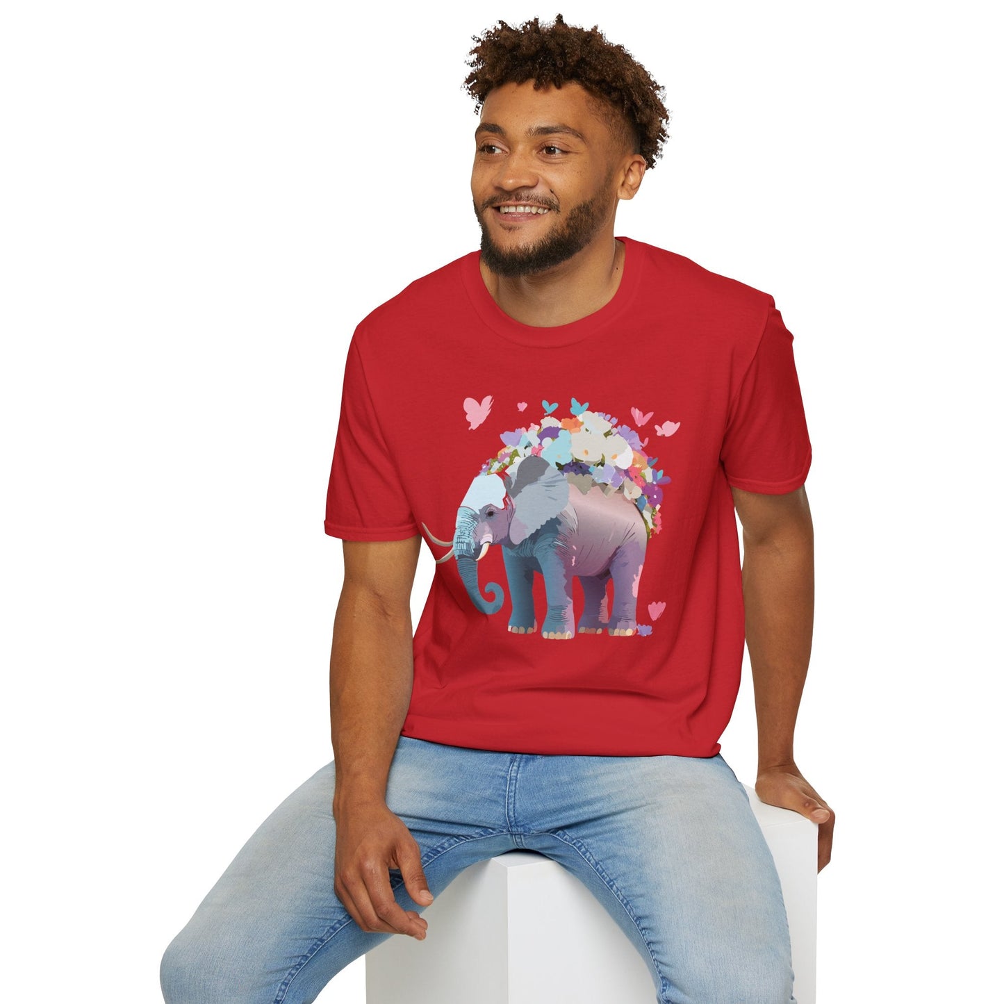 Elephant Graphic T Shirt Unisex Cotton Softstyle Tee Gildan 64000 Elephant Design For Animal Lovers
