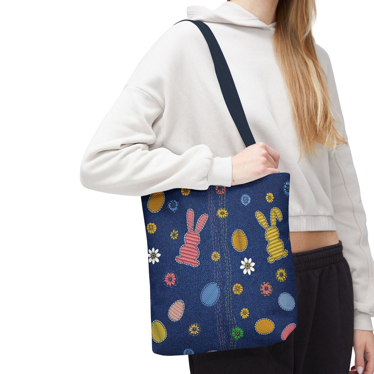 Easter Graphic Design Denim Fabric Imitation Print Unisex Canvas Bag Poly Spun 3 Sizes Tote Bag 204-4