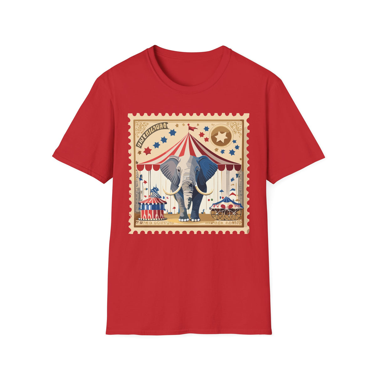 Circus Elephant Poster T-Shirt | Vintage Carnival Tent Stamp Graphic Tee Unisex 100 Cotton Gildan T-Shirt