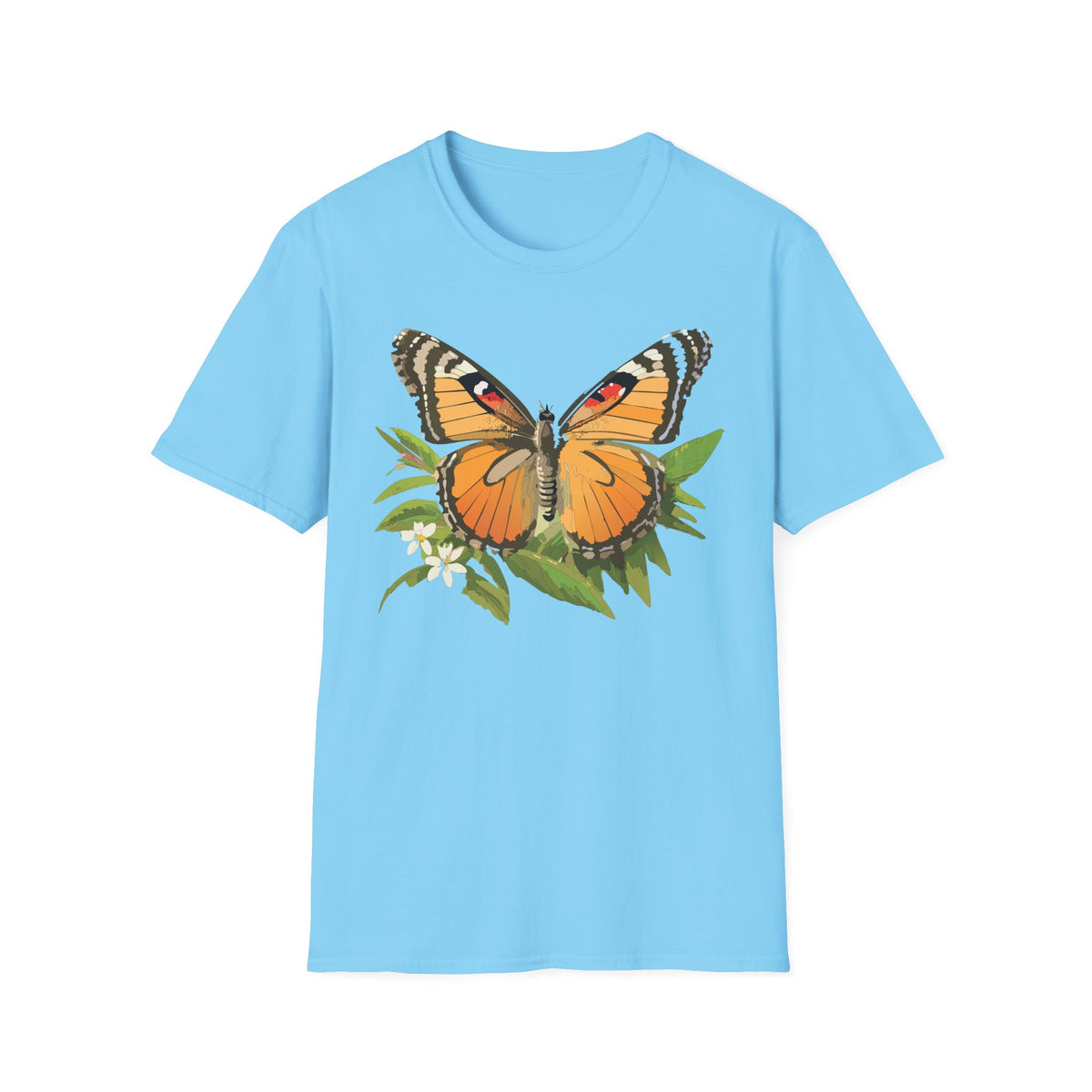 Butterfly Nature T-Shirt — Orange Monarch Illustration Graphic Tee Unisex 100 Cotton Gildan T-Shirt