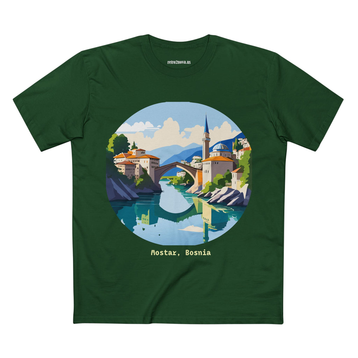 Mostar Bosnia illustration tee | Stari Most bridge t-shirt