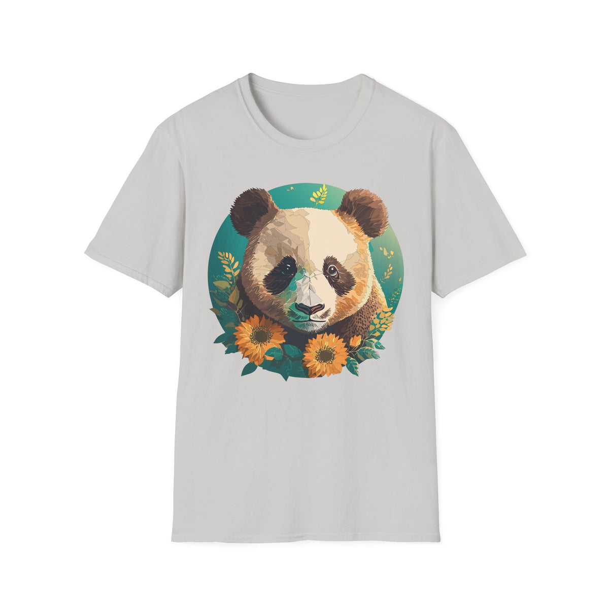 Panda Face with Sunflowers T-Shirt | Cute Floral Bear Graphic