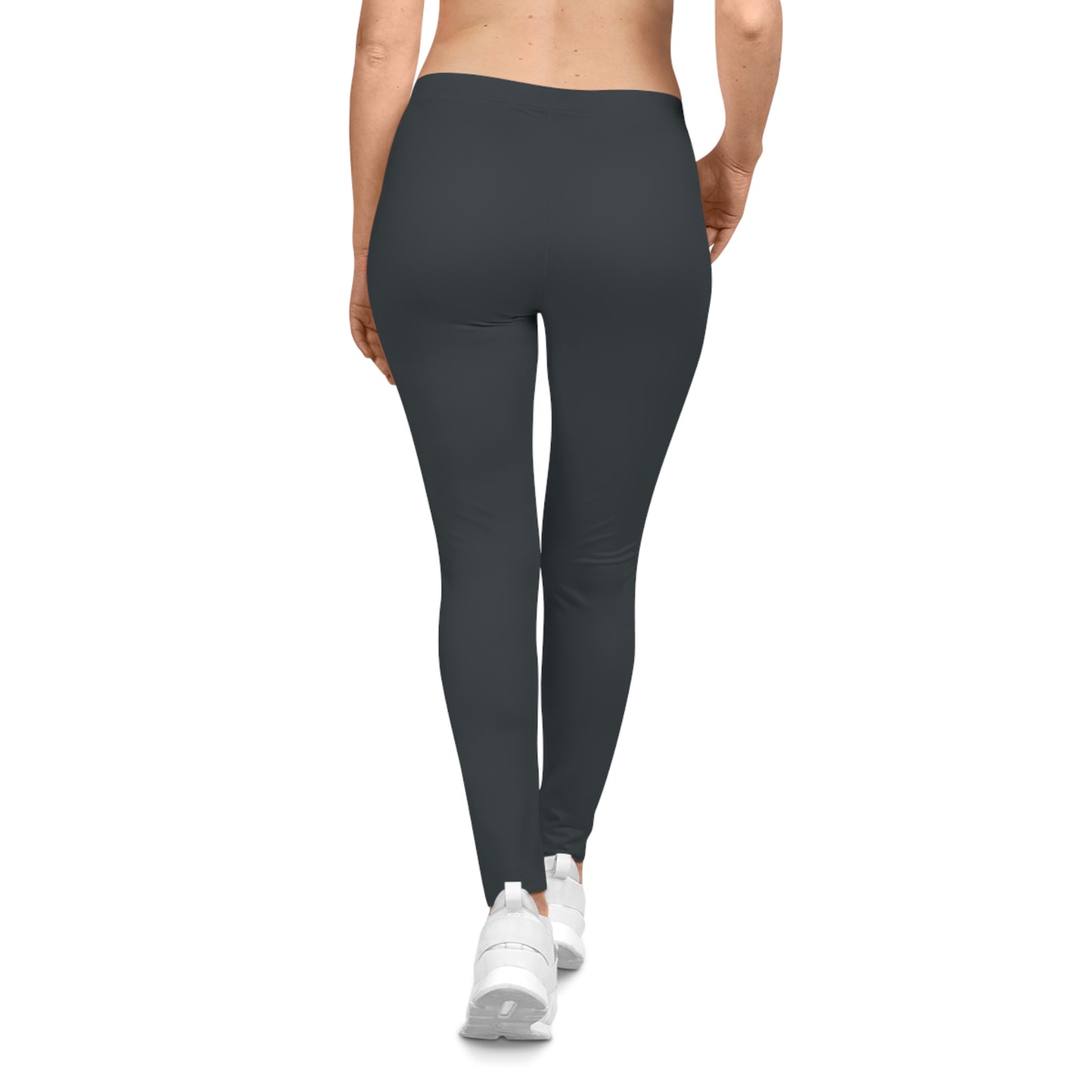 Jet Black Color Women's Poly-Span Casual Leggings Print Everyday Activewear Pants