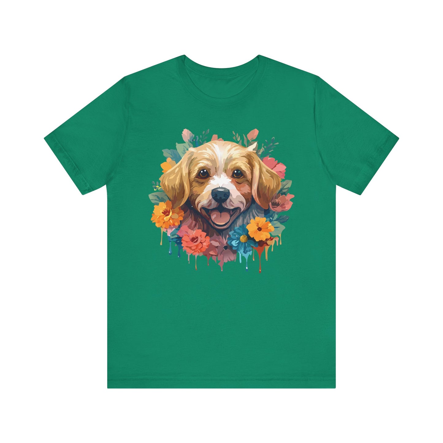 Floral Dog Tee, Animal Shirt, Dog Shirt, Floral Tee, Flower T-shirt, T-Shirt with Animal, Summer Top with Art Design