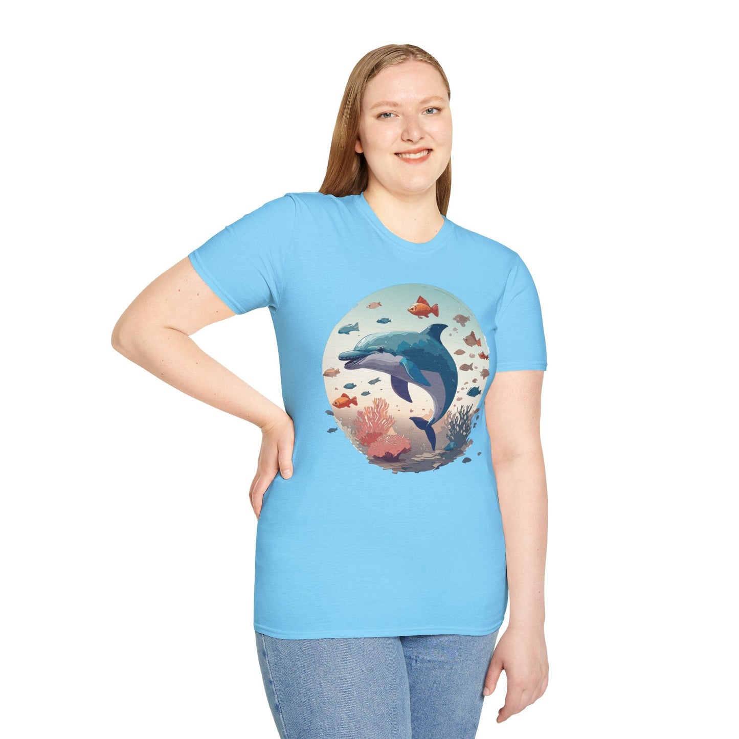 Dolphin Shirt Unisex Softstyle T Shirt Gildan 64000 100 Percent Ring Spun Cotton Lightweight Tee