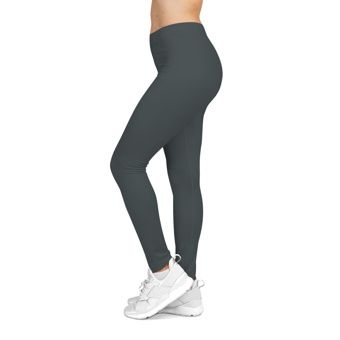 Iron Grey Color Women's Poly-Span Casual Leggings Print Everyday Activewear Pants